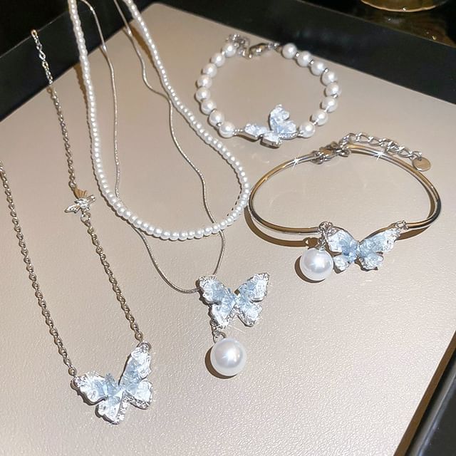 Necklace Butterfly Crystal Designs) / (Various Bracelet Faux Alloy