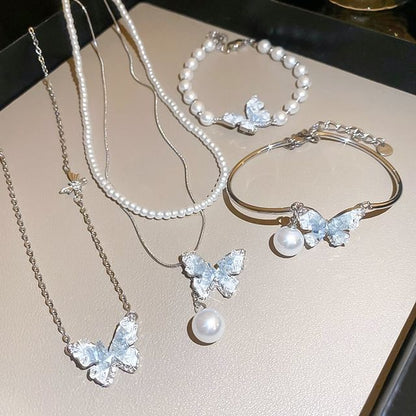 Necklace Butterfly Crystal Designs) / (Various Bracelet Faux Alloy
