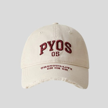 Frayed Baseball Embroidered Lettering Cap
