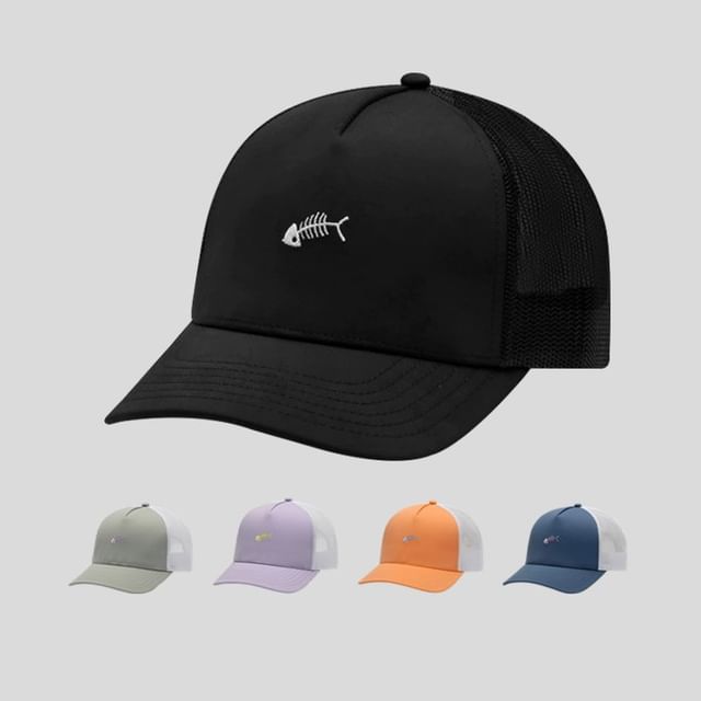 Cap Trucker Embroidered Fish Bone