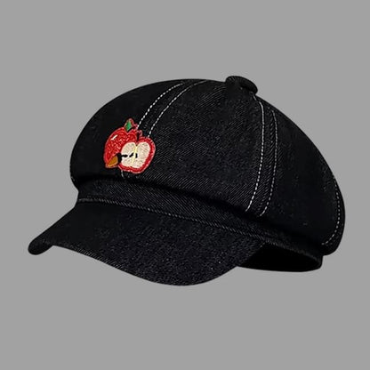 Embroidered Apple Newsboy Cap