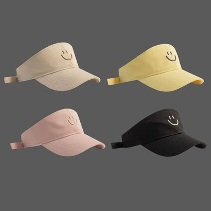 Face Embroidered Visor Smiley Sun