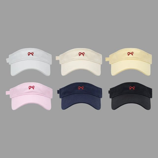 Embroidered Bow Sun Visor