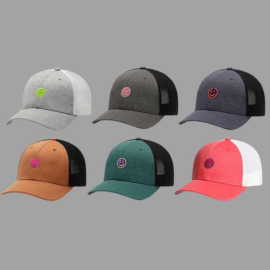 Trucker Face Embroidered Smiley Two Cap Tone