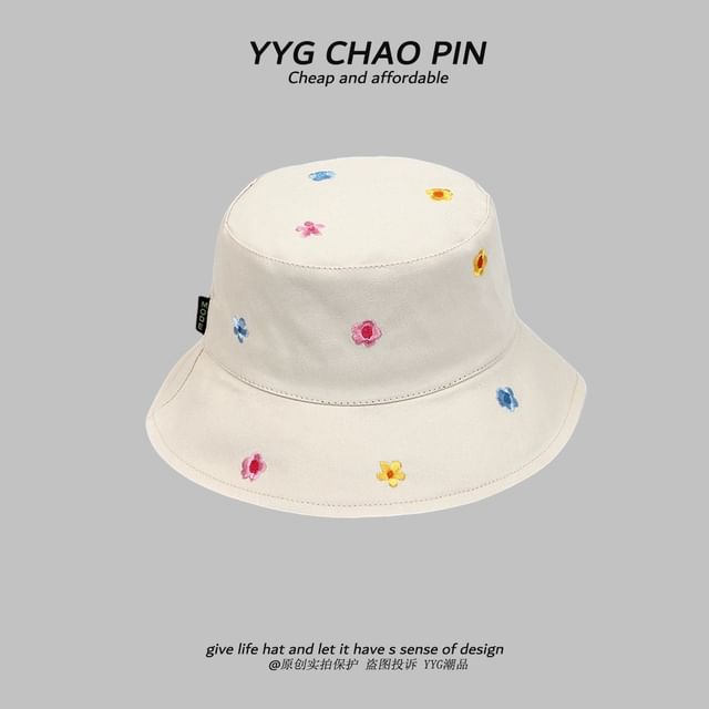 Floral Hat Embroidered Bucket