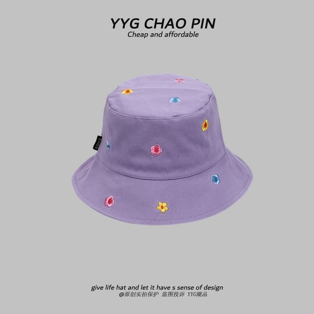 Floral Hat Embroidered Bucket