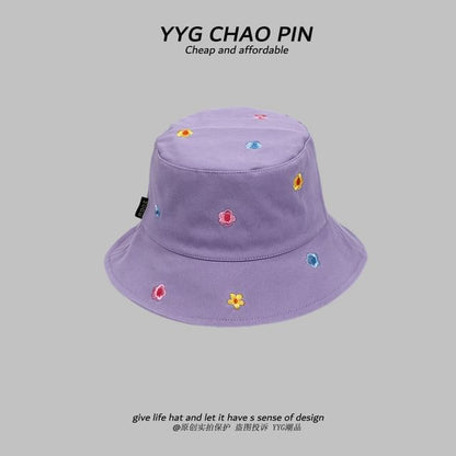 Floral Hat Embroidered Bucket