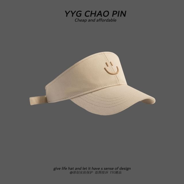 Face Embroidered Visor Smiley Sun