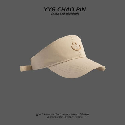 Face Embroidered Visor Smiley Sun