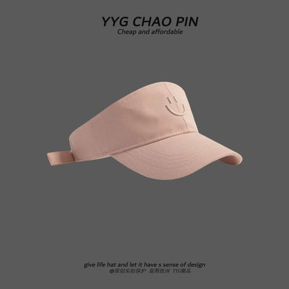 Face Embroidered Visor Smiley Sun