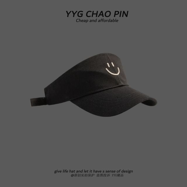 Face Embroidered Visor Smiley Sun
