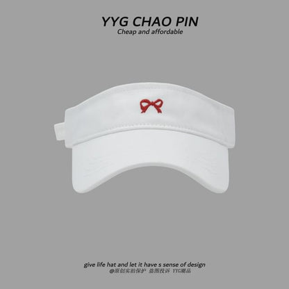 Embroidered Bow Sun Visor
