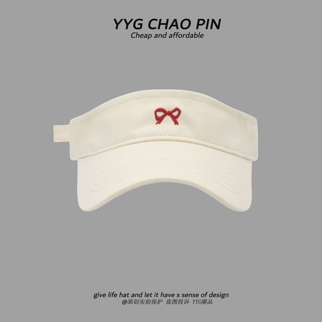 Embroidered Bow Sun Visor