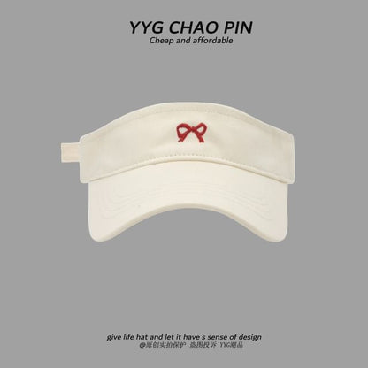 Embroidered Bow Sun Visor