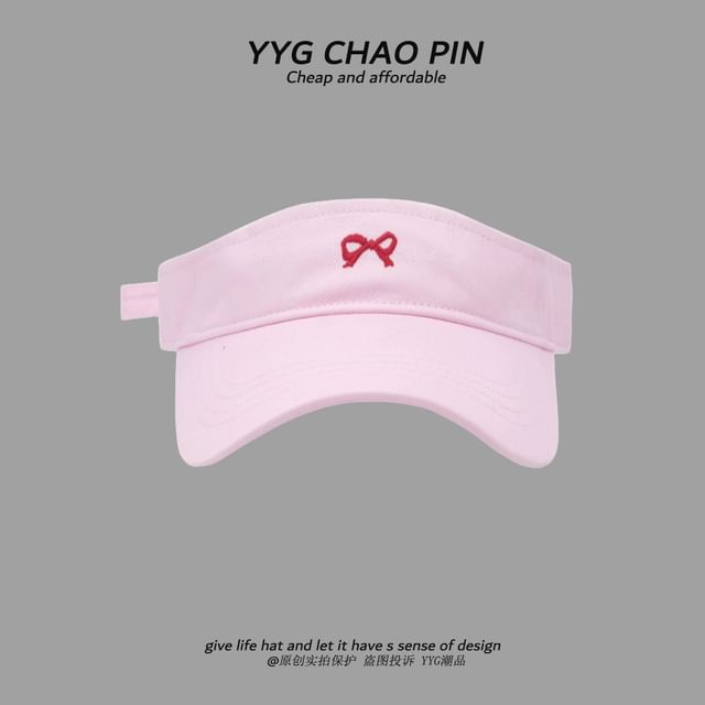 Embroidered Bow Sun Visor