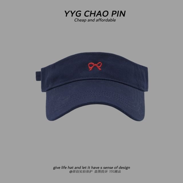 Embroidered Bow Sun Visor