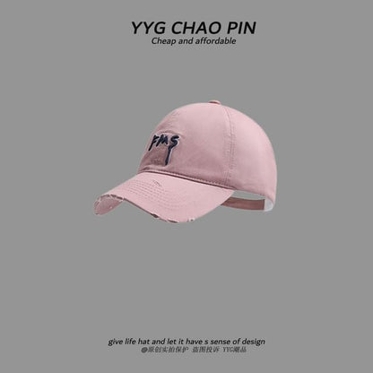 Baseball Embroidered Cap Open Distressed Top Lettering