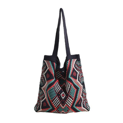 Tote Patterned Geometric Knit Bag