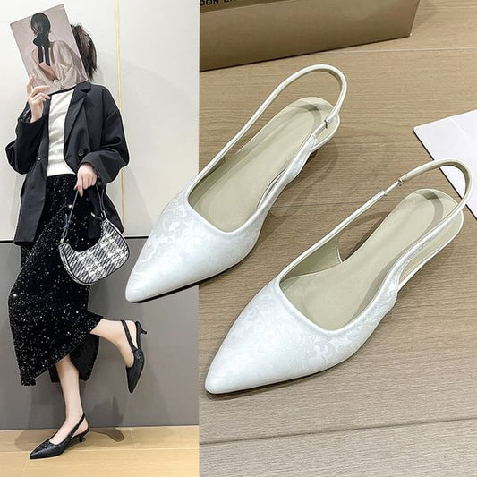 Slingback Low Sandals Pointed Heel