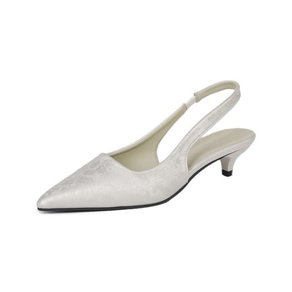 Slingback Low Sandals Pointed Heel
