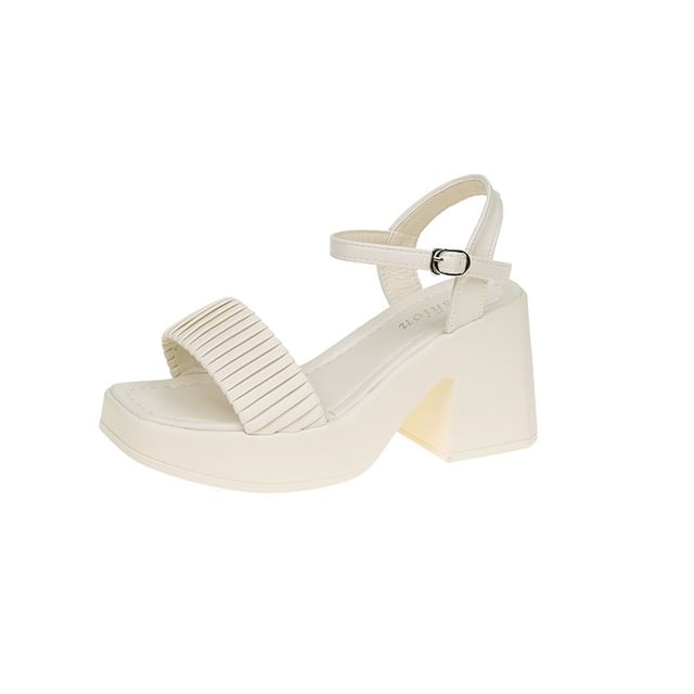Block Sandals Toe Square Heel