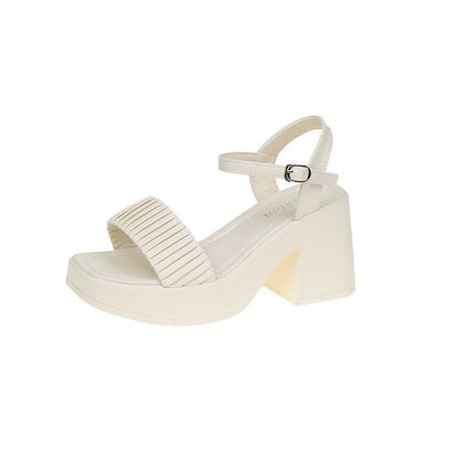Block Sandals Toe Square Heel