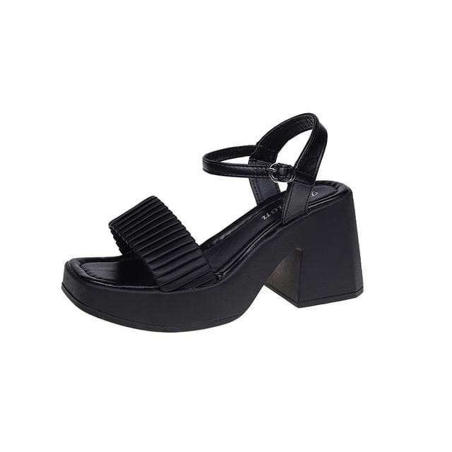 Block Sandals Toe Square Heel