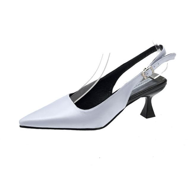 Pointed Toe Kitten Heel Slingback Sandals