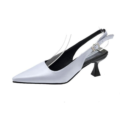 Pointed Toe Kitten Heel Slingback Sandals