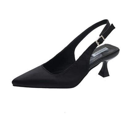 Pointed Toe Kitten Heel Slingback Sandals