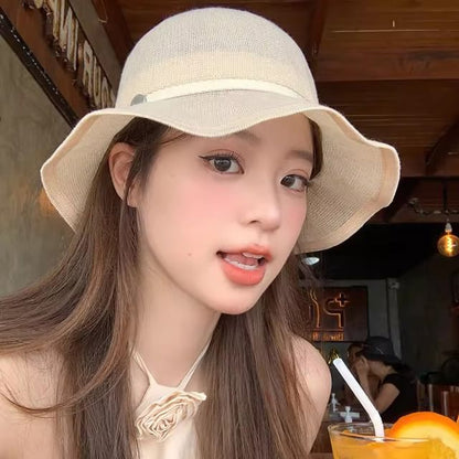 Linen Ruffle Bucket Cotton Hat