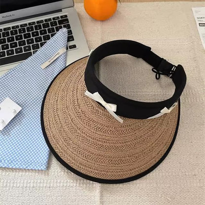 Hat Ribbon Straw Sun Piped