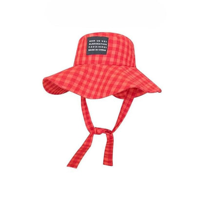 Lettering Applique Bucket Hat Plaid