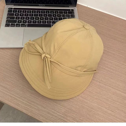 Bow Sun Hat Plain Dry Quick