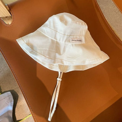 Lettering Bucket Hat Striped Applique