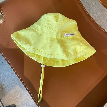 Lettering Bucket Hat Striped Applique