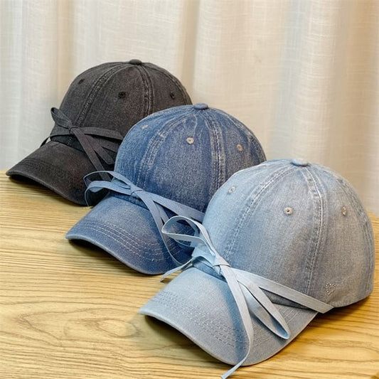 Cap Denim Baseball Washed Bow