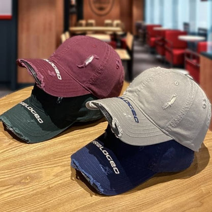 Baseball Cap Distressed Embroidered Lettering