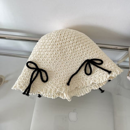 Bow Bucket Hat Knit