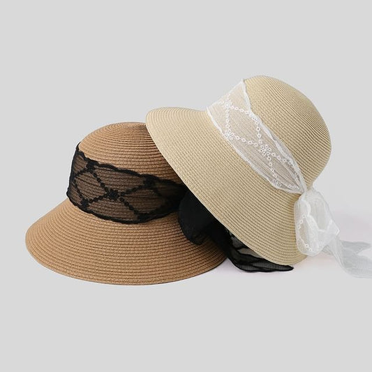 Straw Lace Sun Hat Bow