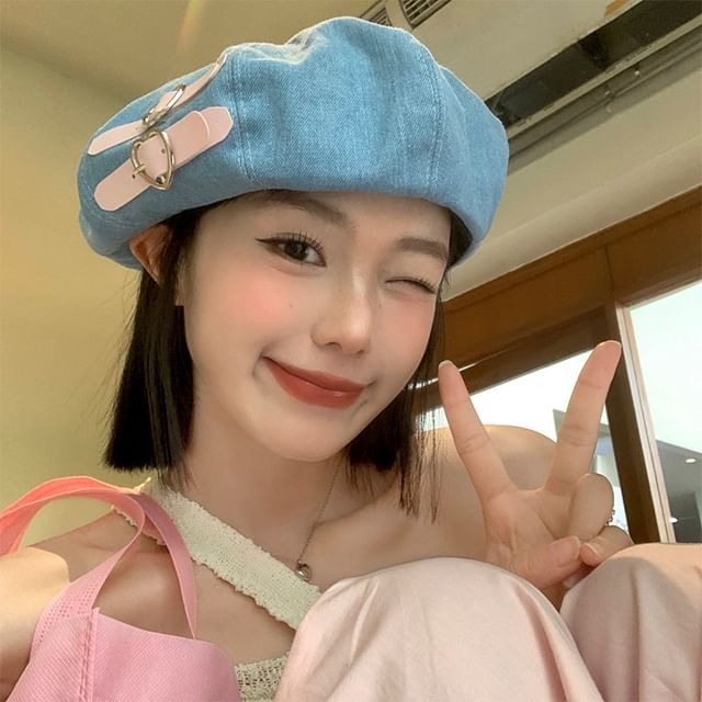 Beret Denim Buckled