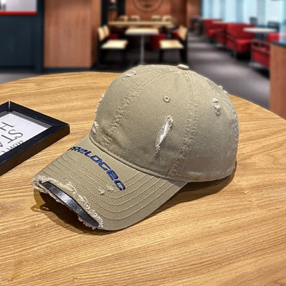 Baseball Cap Distressed Embroidered Lettering