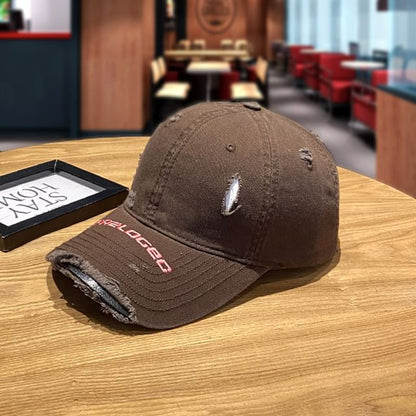 Baseball Cap Distressed Embroidered Lettering