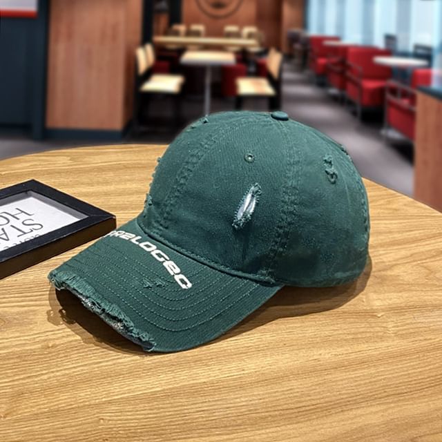 Baseball Cap Distressed Embroidered Lettering