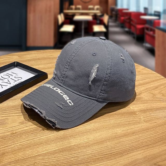 Baseball Cap Distressed Embroidered Lettering