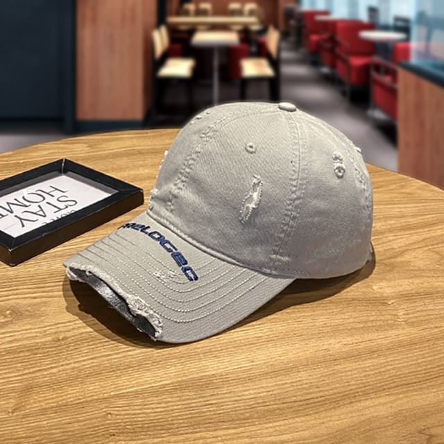 Baseball Cap Distressed Embroidered Lettering