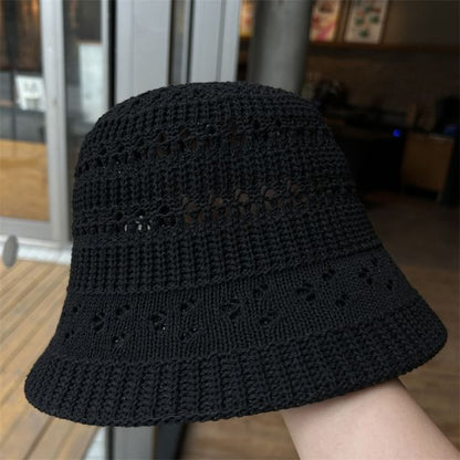 Hat Knit Plain Bucket Perforated