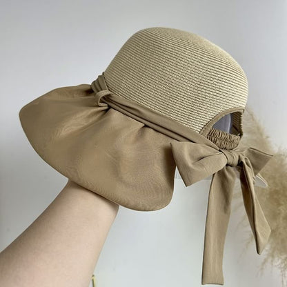 Hat Straw Sun Bow