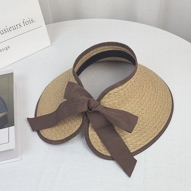 Wide Straw Sun Trim Contrast Brim Visor