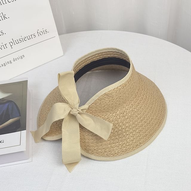 Wide Straw Sun Trim Contrast Brim Visor